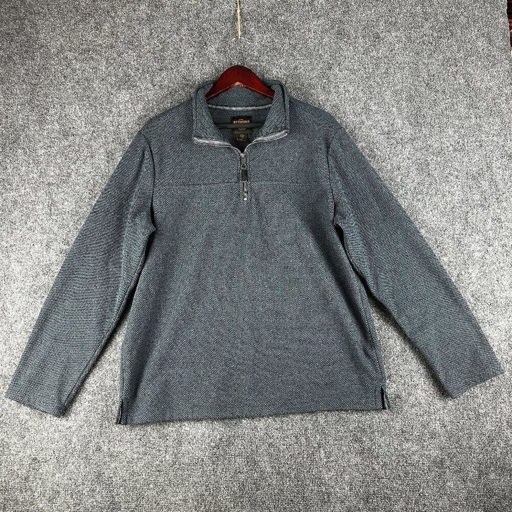 Redmond Sweater Mens Medium 1/4 Zip Blue Textured Knit Pullover Long Sleeve